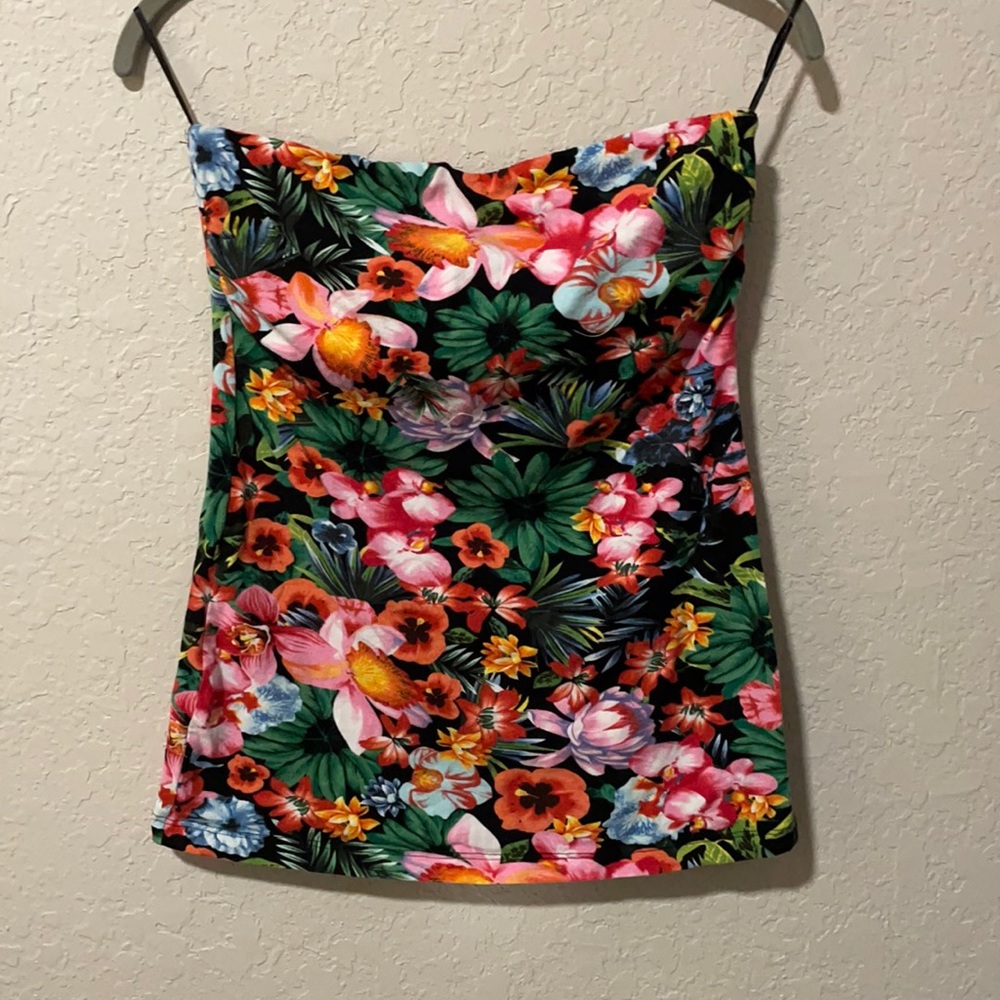 Early 2010s floral tube top y2k
